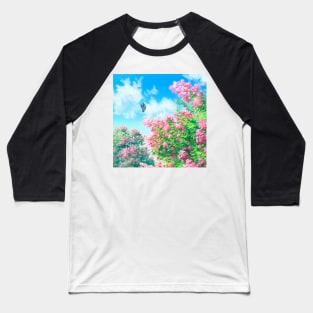 Butterfly in Cherry Blossom Anime Garden Baseball T-Shirt